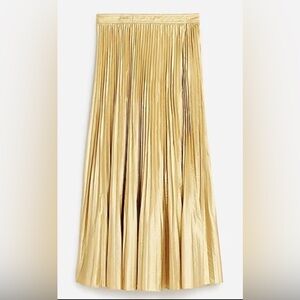 J Crew Pleated Wrap Skirt In Gold Lame. NWT